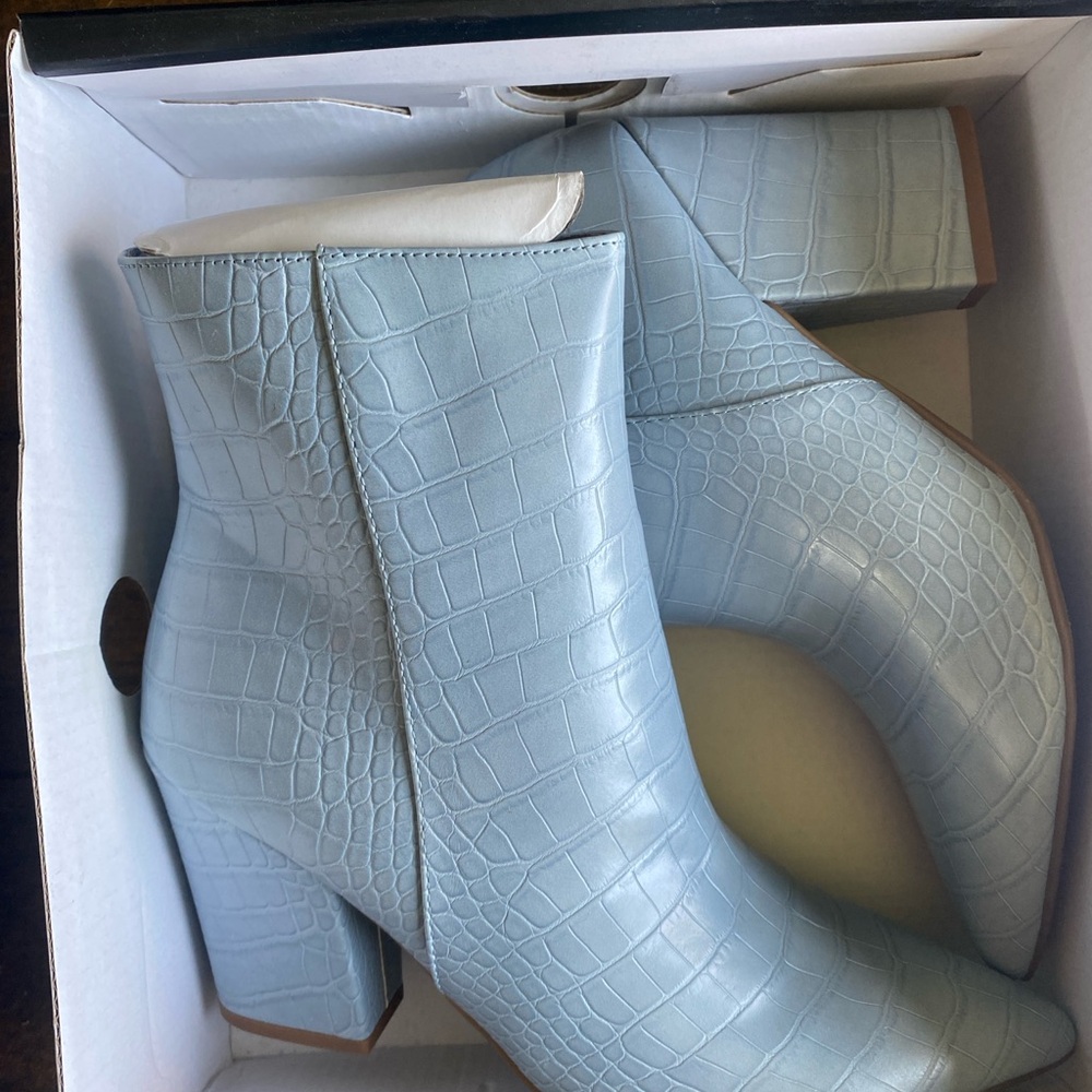 Nine West Blue Ankle Booties with Croc Texture